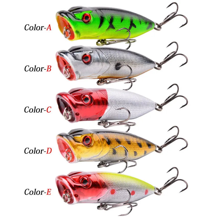 1Pcs 7cm 12g Popper Fishing Lure Hard Artificial Bait Topwater with 2 Treble Hooks Carp Fishing Lures Wobbler Crankbait