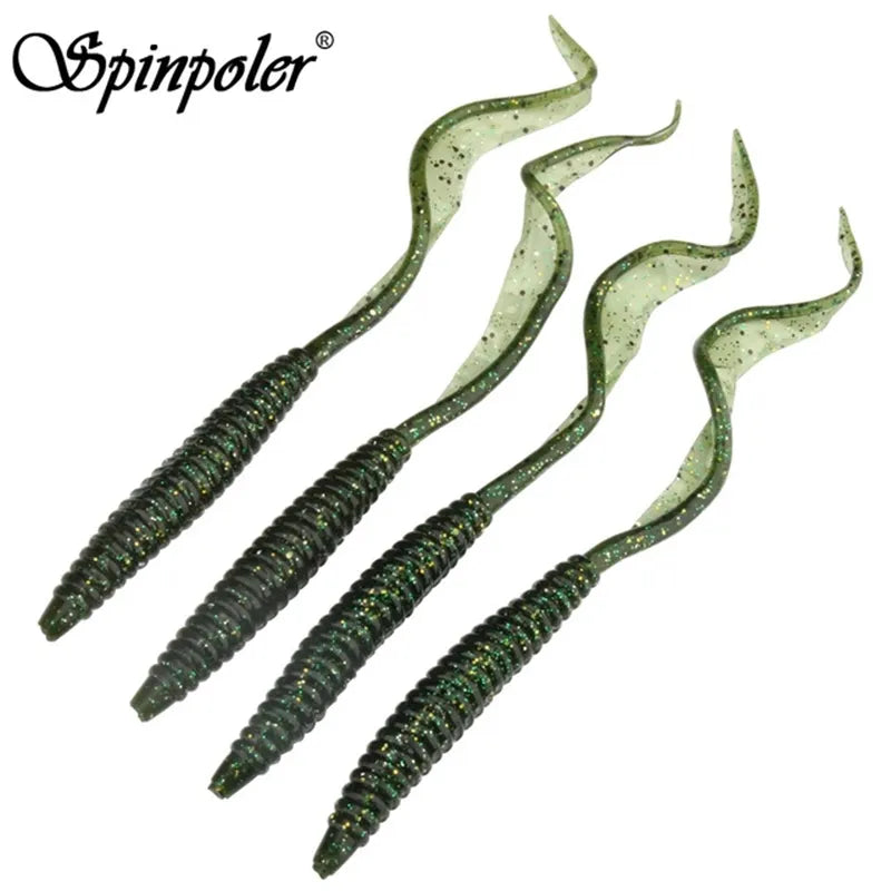 Spinpoler18cm 13cm Soft Worm Baits 4 Colors 5pcs/Pack