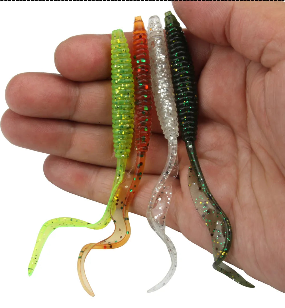 Spinpoler18cm 13cm Soft Worm Baits 4 Colors 5pcs/Pack