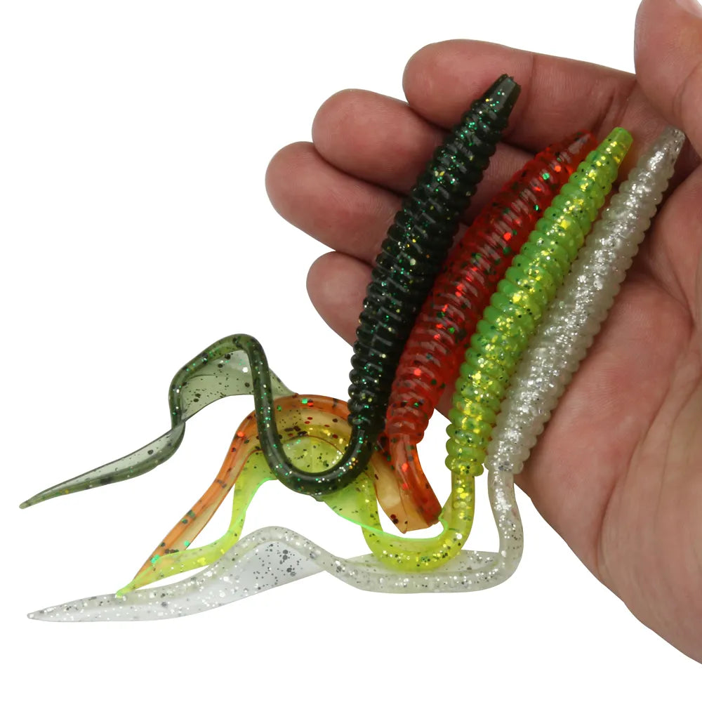 Spinpoler18cm 13cm Soft Worm Baits 4 Colors 5pcs/Pack