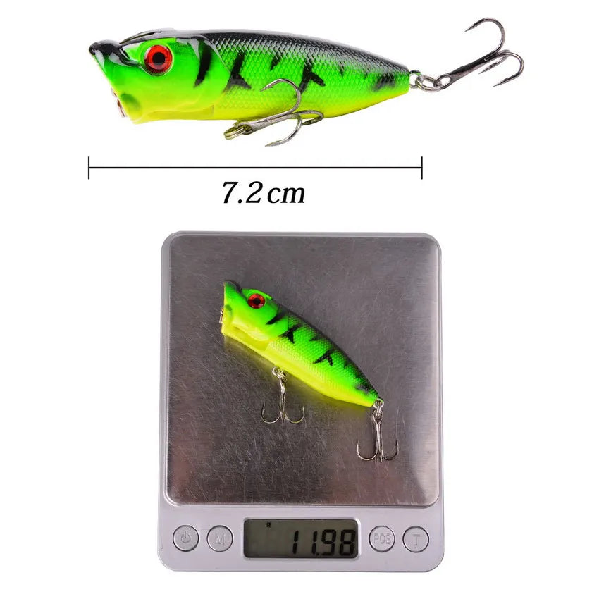 1Pcs 7cm 12g Popper Fishing Lure Hard Artificial Bait Topwater with 2 Treble Hooks Carp Fishing Lures Wobbler Crankbait