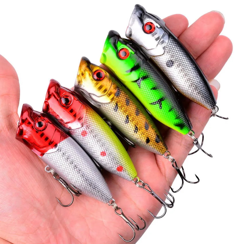 1Pcs 7cm 12g Popper Fishing Lure Hard Artificial Bait Topwater with 2 Treble Hooks Carp Fishing Lures Wobbler Crankbait